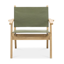 Lavell Cowhide Leather & Teak Wood Armchair